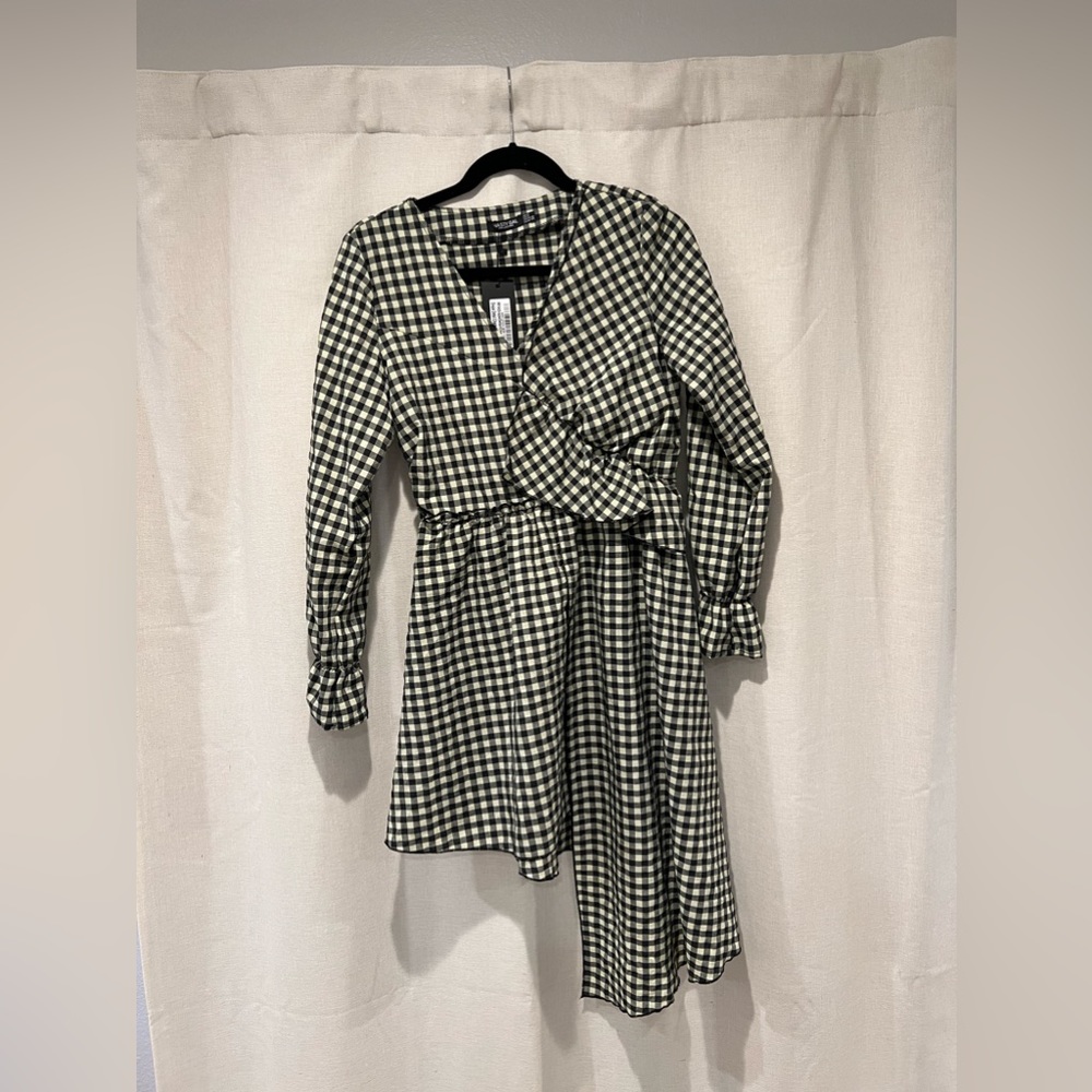 Asymmetrical Hem Plaid Mini Dress